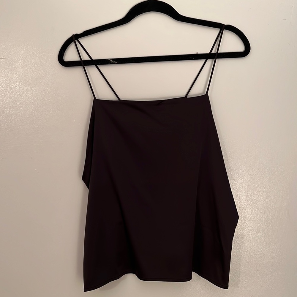 Zara black satin/silky cowl neck tank - size large - new with tags